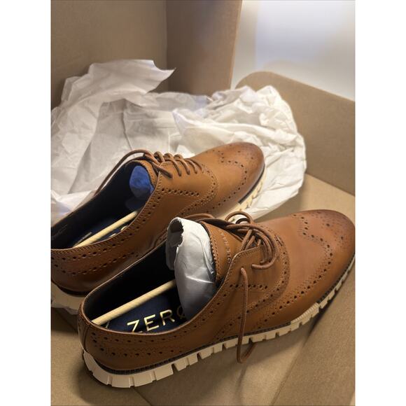 Cole Haan Zerogrand Wingtip Oxford C14493 Shoes British Tan Leather - Size 11.5